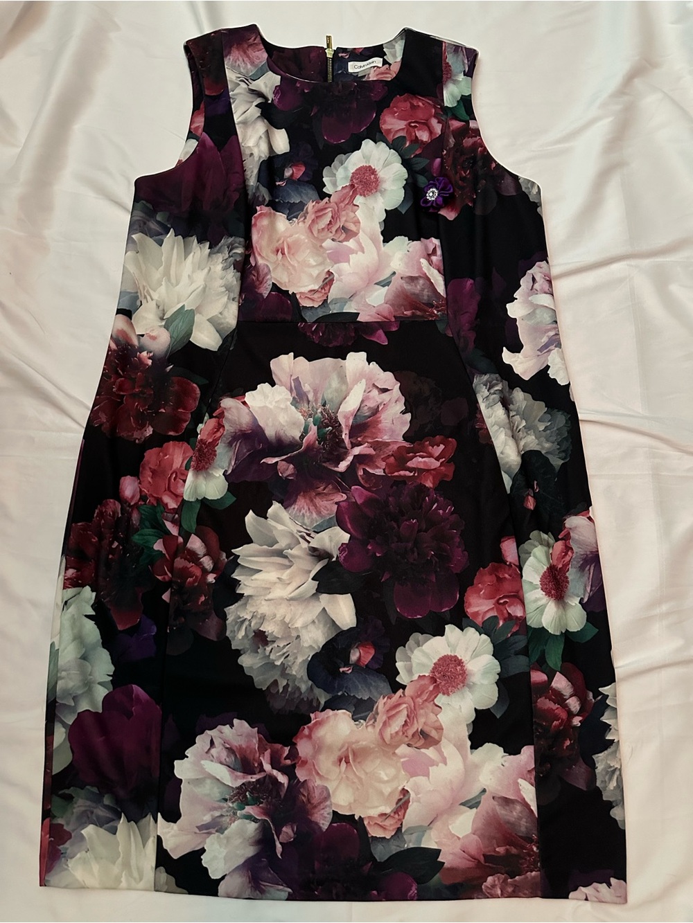 Calvin Klein Black Floral Sleeveless Shift Dress